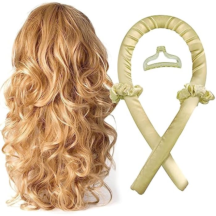 RYTABEE Heatless curling iron - Heatless curling iron headband - Satin heatless curling - Overnight curling headband - No heat required, creates beautiful curls without damaging the hair (beige) - Image 3
